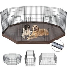 NEZUC Foldable Metal Dog Exercise Playpen Gate Fence Dog Crate 8 Panels 24 In...