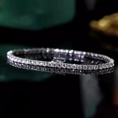 6 Karat rund geschnittenes Moissanit Tennisarmband 7 Zoll 14K Weißgold plattiert für Frauen