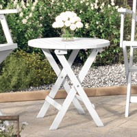 Gartentisch Klappbar Weiß Ø 46 Cm Massivholz Akazie