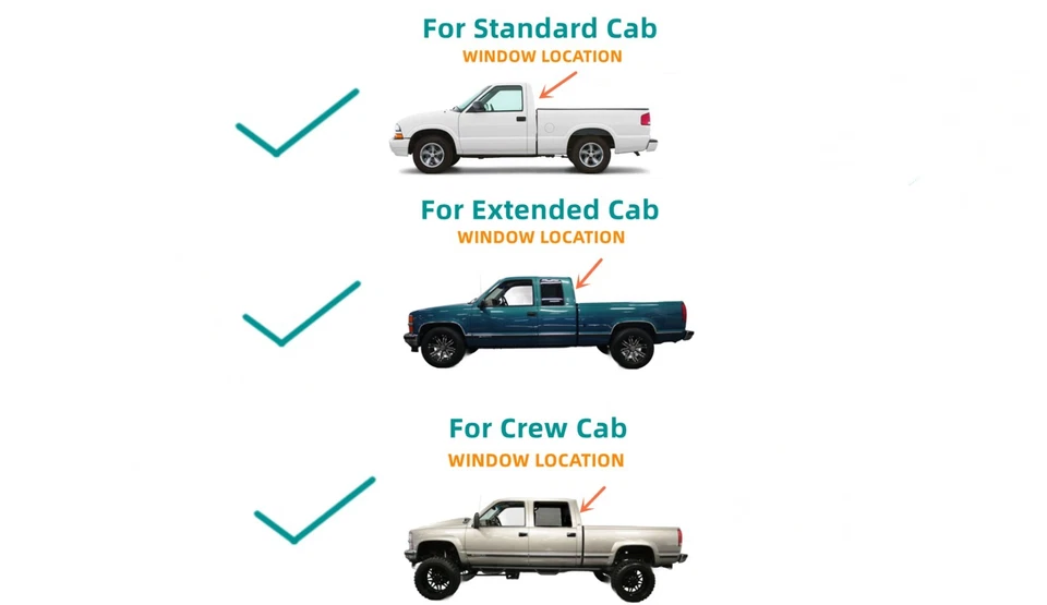 Stationary Back Glass Window Privacy For 88-99 Chevrolet 1500/88-00 2500 3500 Foto 3 de 4