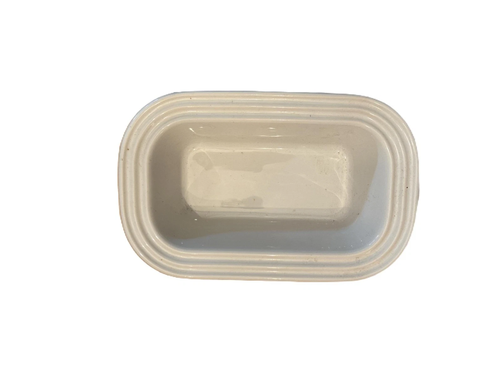 LE CREUSET White Loaf Pan Stoneware Meat Loaf Bread Pan Large Rim 8 X 5