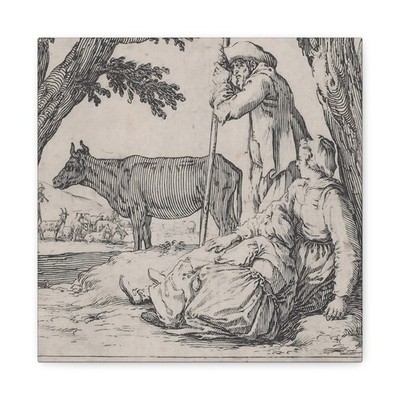 Jacques Callot - La Paysan Gardant un Boeuf Près - Canvas Wall Art