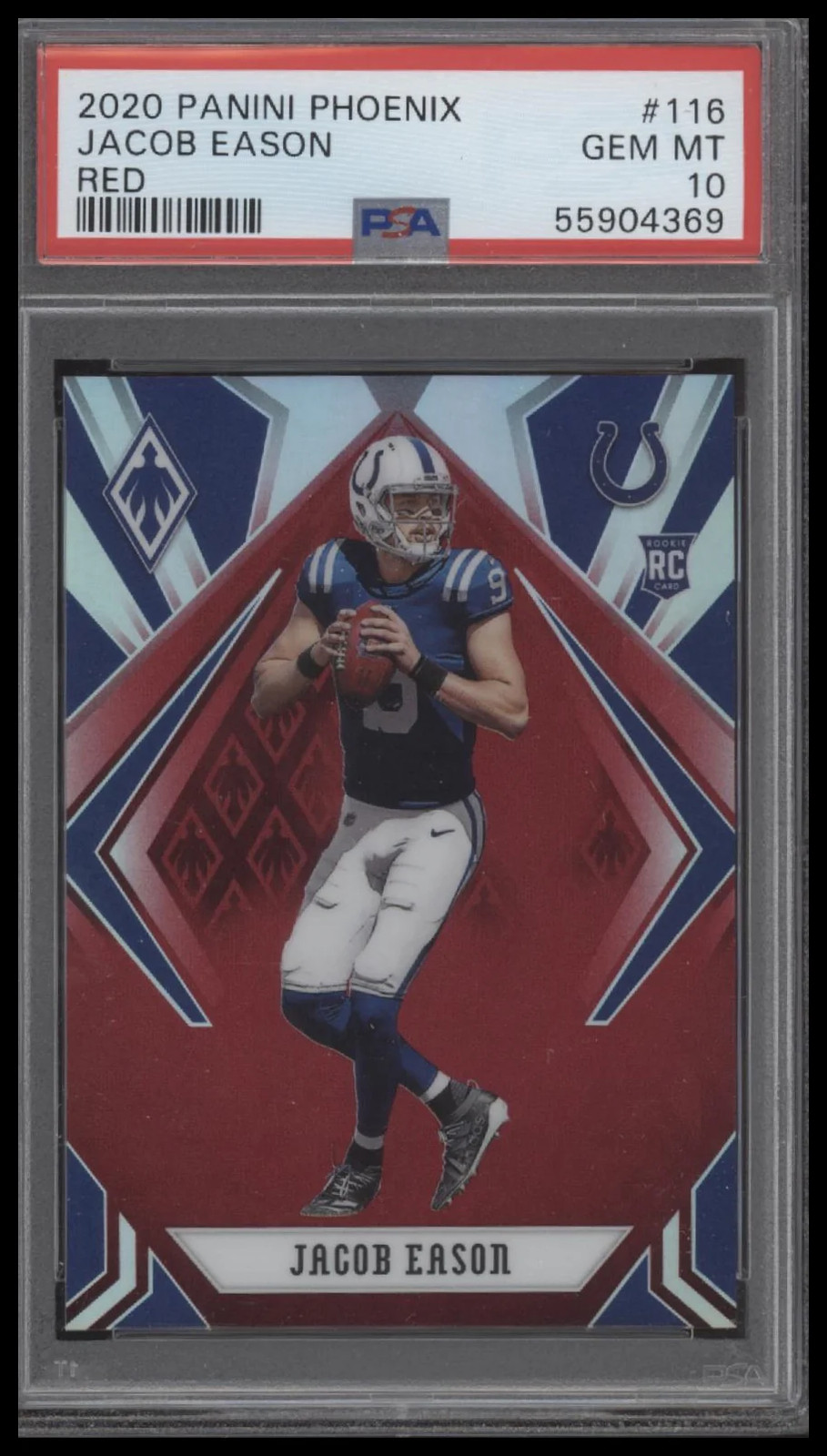 2020 PANINI PHOENIX JACOB EASON 116 GEM RED RC 104/299 PSA 10 INDIANAPOLIS COLTS