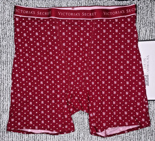 Victoria's Secret NWT Large Red High Waist Boxer Brief Panty Spellout Logo Cute