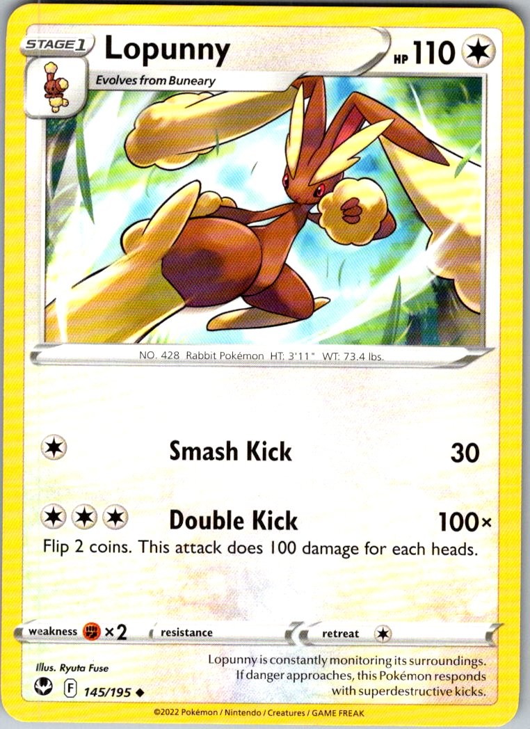 Pokemon Lopunny Normal Uncommon SWSH12: Silver Tempest 145/195 NM