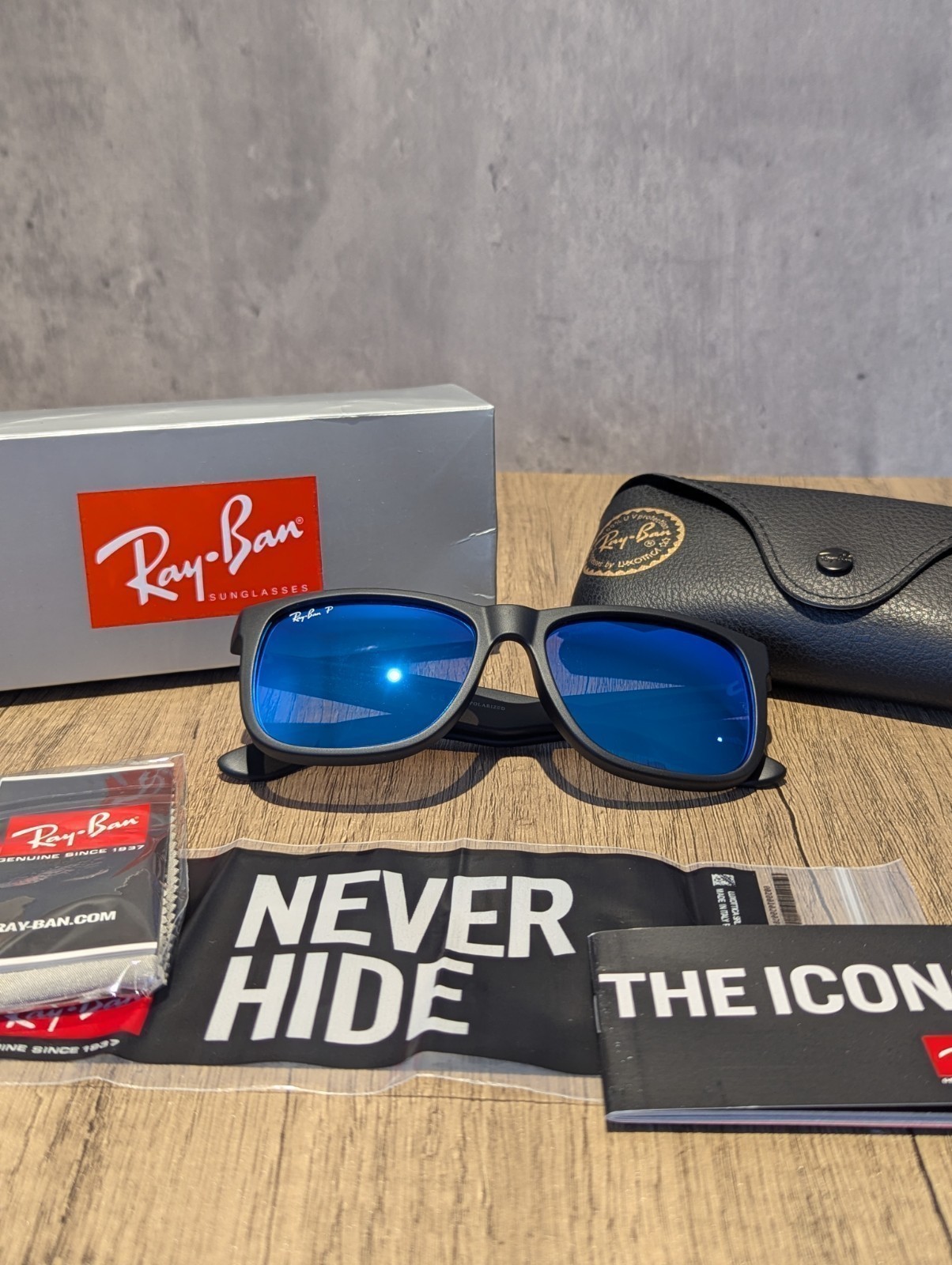 Ray-Ban RB4165 622/55 Black Frame Blue flash Polarized Lenses sunglasses-54mm alternate view 4