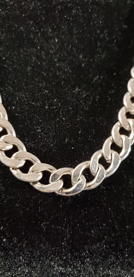 Collar grueso con pasador de seguridad de 12 pulgadas de acero inoxidable JBTB, tono plateado Foto 3 de 3