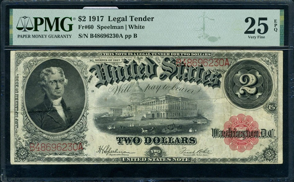 FR. 60 $2 1917 Legal Tender PMG VF25 EPQ - Image 2 of 3