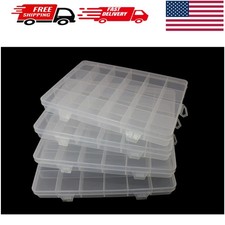 Bead Storage Containers 4pcs 24 Grids Box Clear Plastic Bead Organizer Box ...