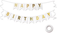 Happy Birthday Girlande, Weiß Gold Geburtstagsdeko, Geburtstag Banner Deko FüR J
