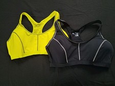 2 DANSKIN NOW Foam Performance Black Yellow Raceback Padded Sports Bra XL
