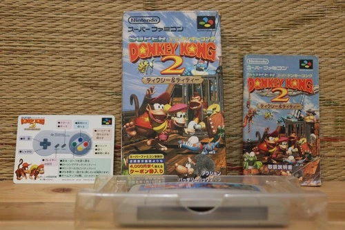 Super Donkey Kong 2 w/box manual card Nintendo Super Famicom SFC VG!