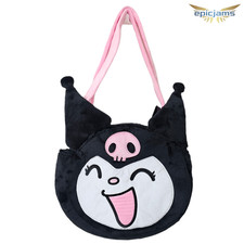 Sanrio Kuromi Face Plush Tote Bag New