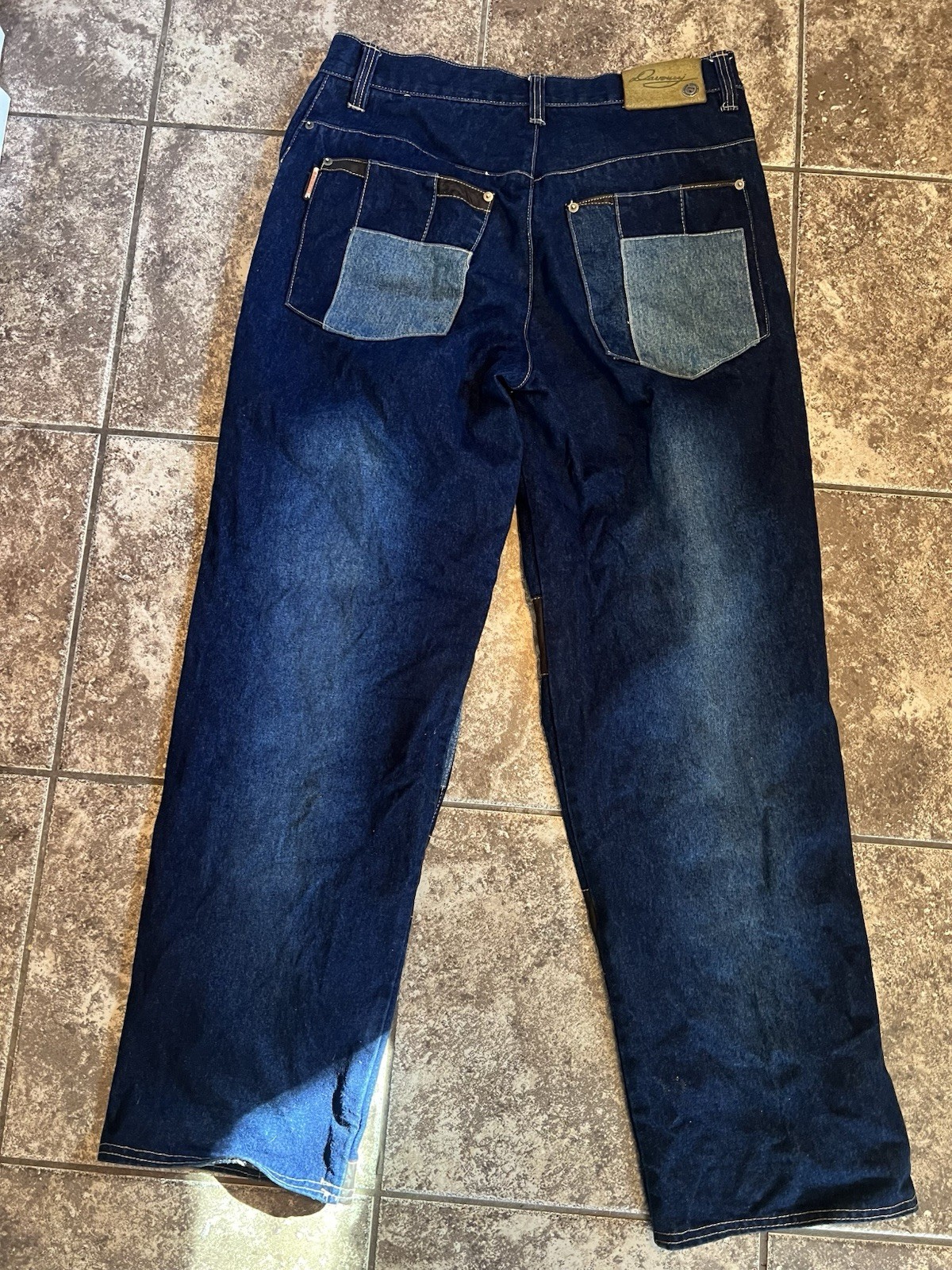 Vintage Davoucci Rare Patchwork Denim Leather Jea… - image 6