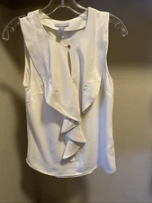 H&M Front Drape Ivory Sleeveless Blouse Size 8