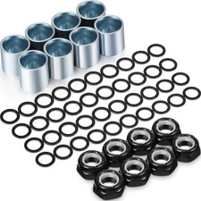 Hotop 56 Pcs Skateboard Truck Hardware Kit Includes 8 Spacers, 8 Axle Nuts and 4