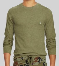 NWT - POLO RALPH LAUREN Mens Waffle Knit Thermal Long Sleeve Shirt-OLIVE - S-XXL