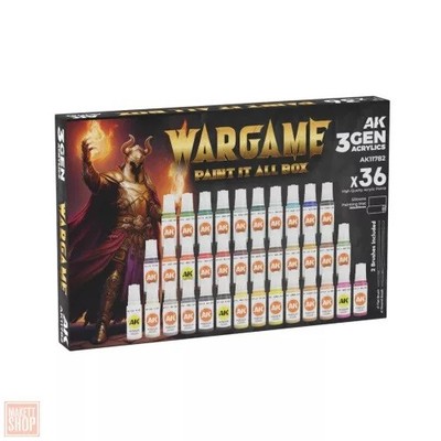 AK Interactive AK11782 - WARGAME PAINT IT ALL BOX 36 COLORS 3GEN - Neu