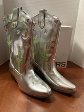 Women Western Cowgirl Boots Faux Leather Mid-Calf, Embroidered Design, New, Sz 6