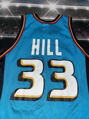Vintage Grant Hill #33 Teal Detroit Pistons Jersey Champion Mens