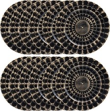 Black Chargers Plates Set of 12, Plastic Decorative Charge Plates for Dinner,