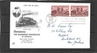 USA 1950 Railroad Engineers Casey Jones FDC to New Zealand Ties 2 Stamps