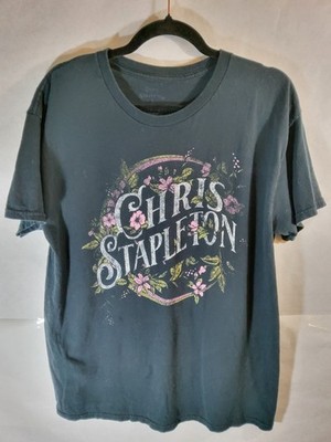 Chris Stapleton Floral Design T-Shirt Women's Size Large Black Graphic Official