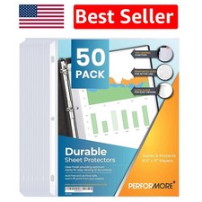 50-Pack Clear Sheet Protectors, 8.5 x 11 Inch Heavy-Duty for Document Safety
