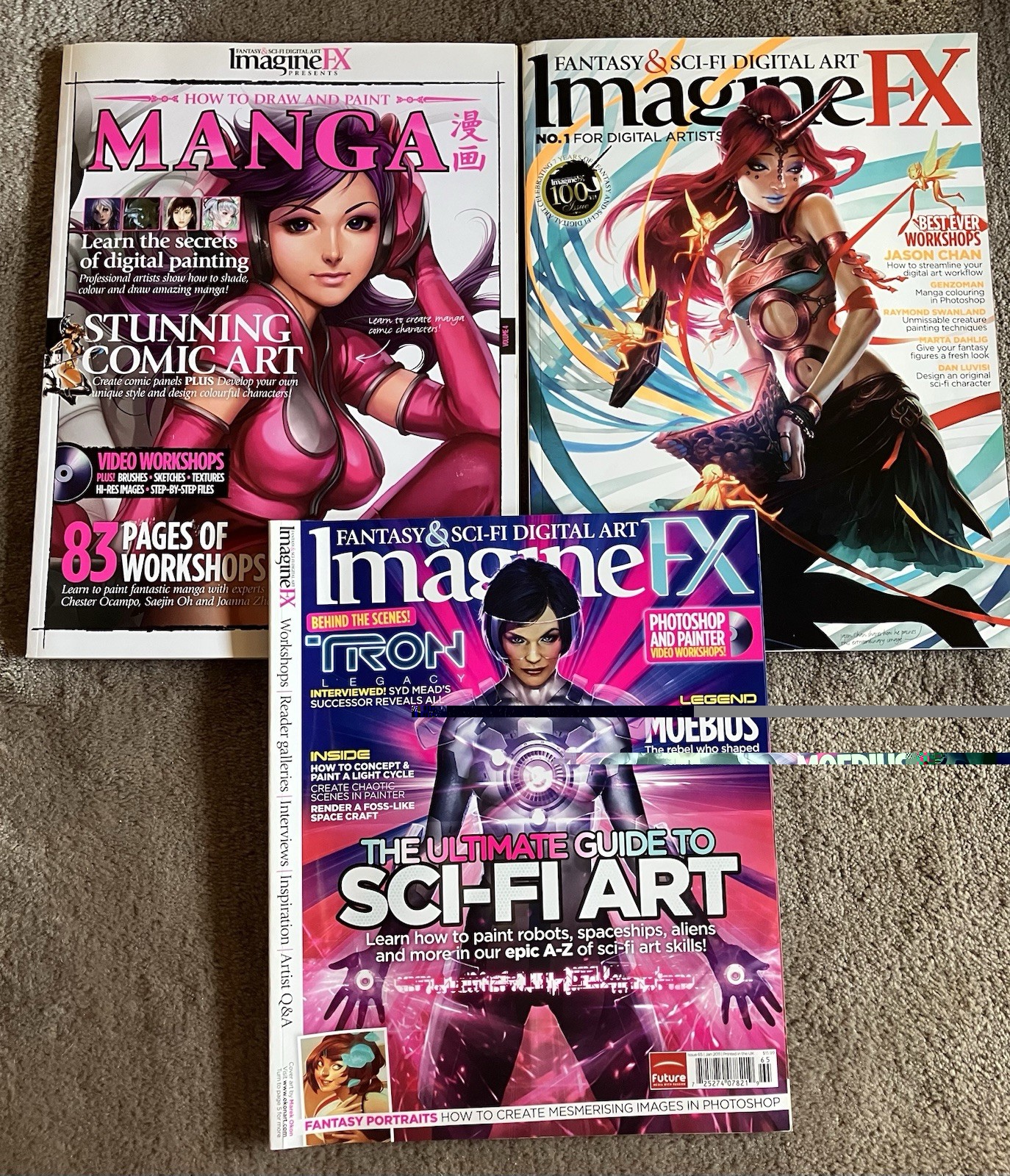 Lot of 3 Imagine FX digital art Magazines +CD’s 2010,2011 & 2013 sci-fi/fantasy