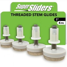 4  Pack Beige 1" Screw  On Felt Furniture Glides, Hardwood  Tile Floor Protectors
