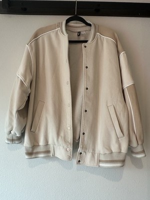Divided H&M Beige Varsity Sweatshirt Jacket - Womens Size Small