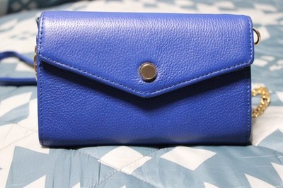 Stella & Max Blue Leather Crossbody Smart Phone Wallet Purse Remove Strap Mom