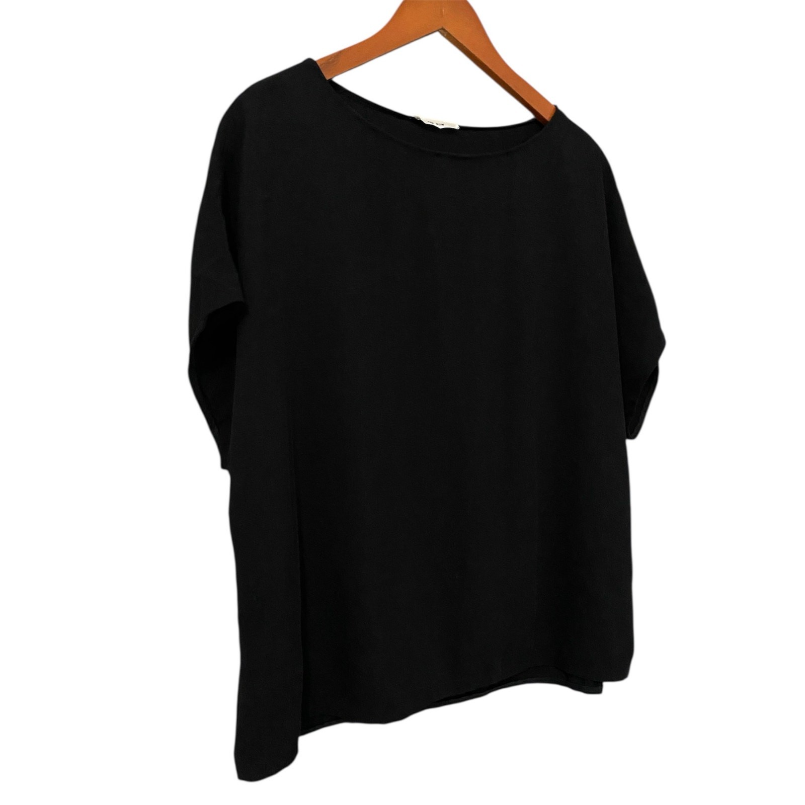 FILA T shirt media The Row 100% lana vergine nera top boxy pipistrello lusso minimalista