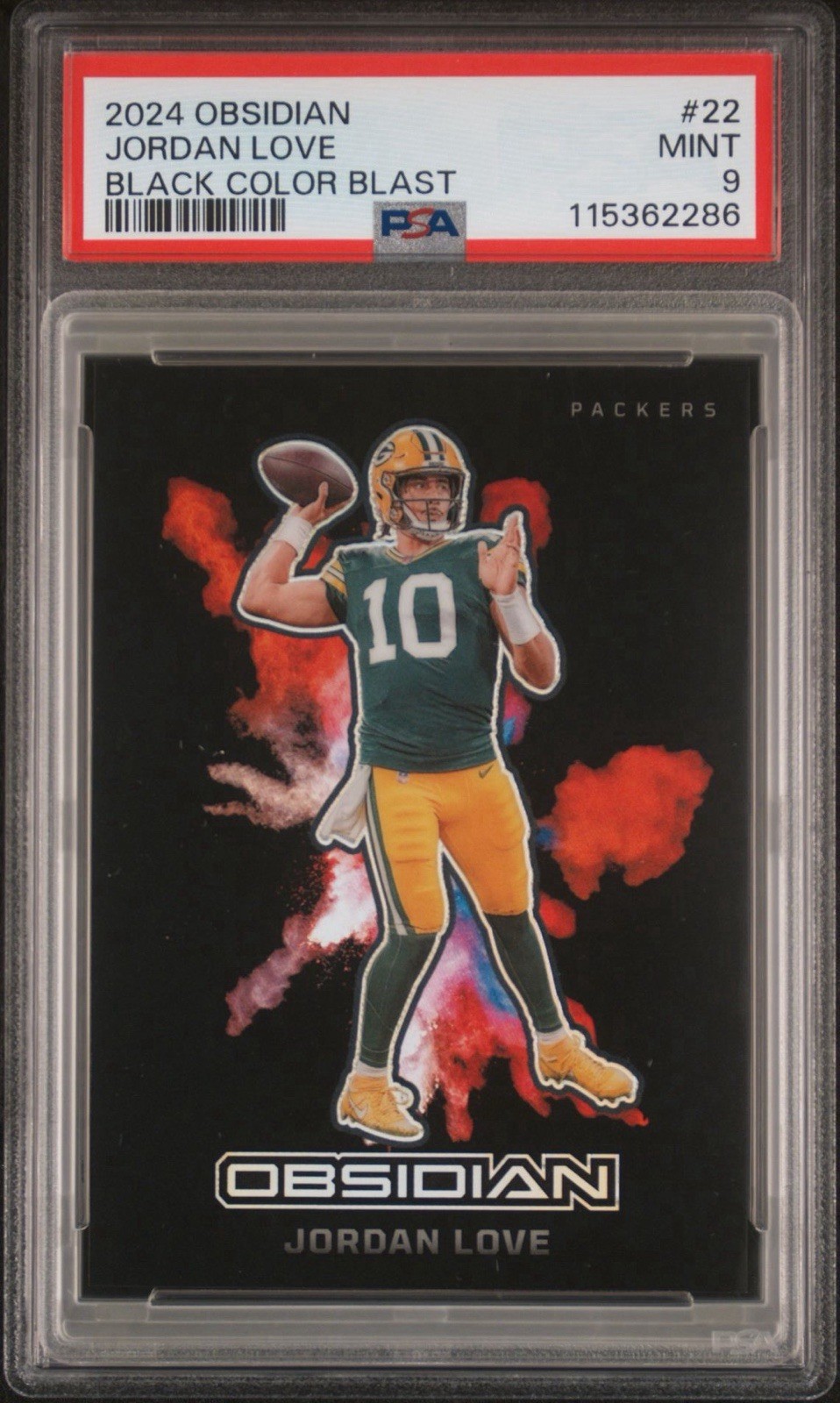 2024 Jordan Love Obsidian Colorblast PSA 9 Green Bay Packers