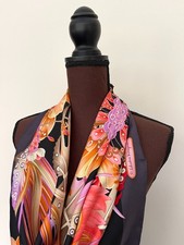 Display 3 New Unisex Salvatore Ferragamo Floral Print Black Pink Silk Scarf