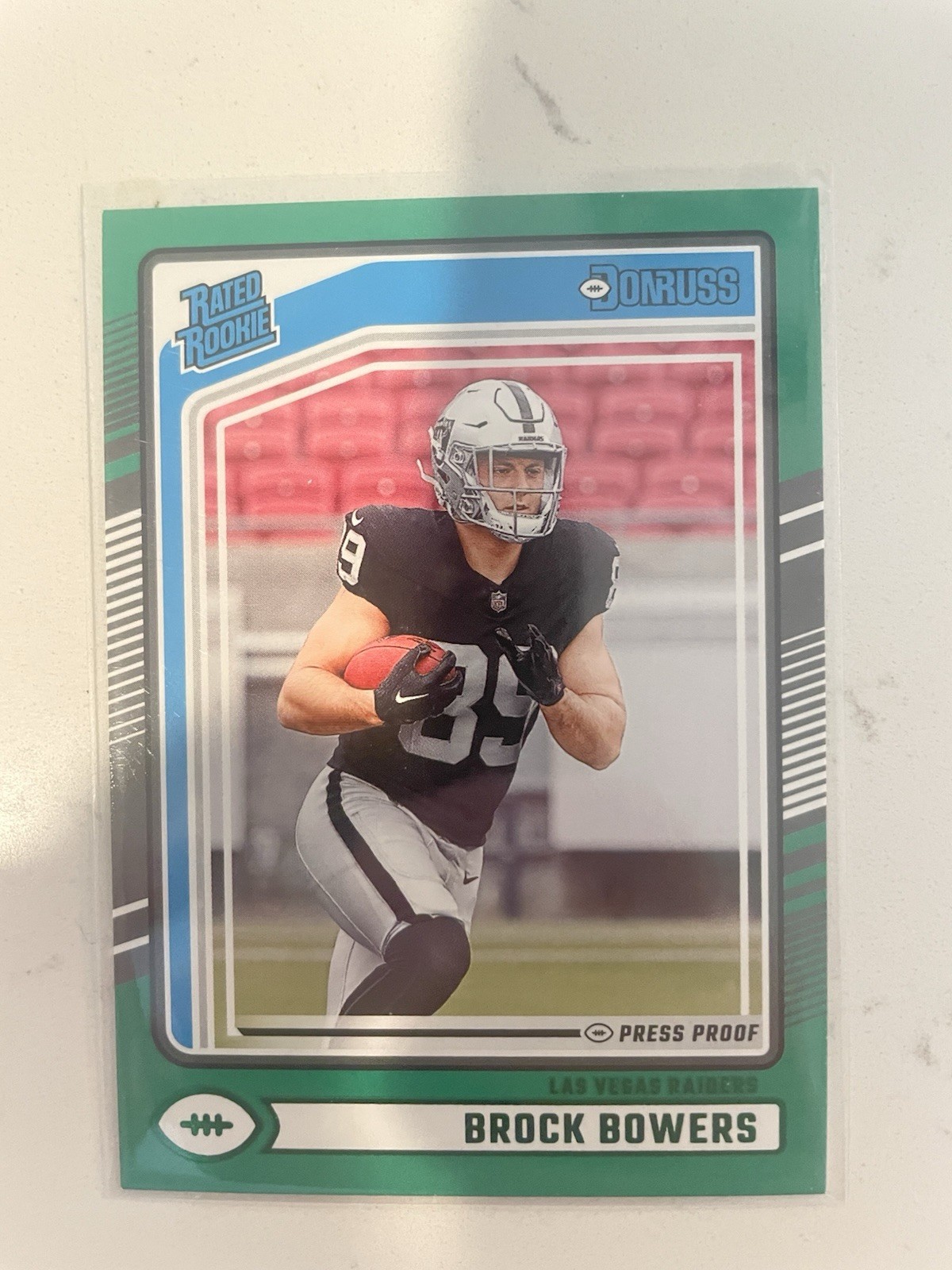 2024 Panini Donruss- Brock Bowers (RC) GREEN Rated Rookie #394 Press Proof SP