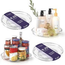 4 Pack 9.25in Lazy Susan Organizer, Clear Lazy Susan Turntable for Cabinet,
