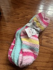Alexa Rose Warm  Fuzzy Pastel Crew Sock/Slipper Set 3 Poly/Spandex, Sz 9-11