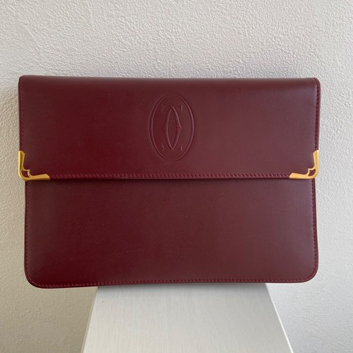 Cartier Must De Cartier Clutch Bag Leather Bordeaux Authentic