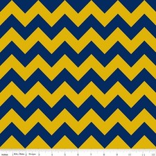 58" Wide Cotton Medium Chevron Blue/Gold Cotton Fabric Print by the Yard D356.01