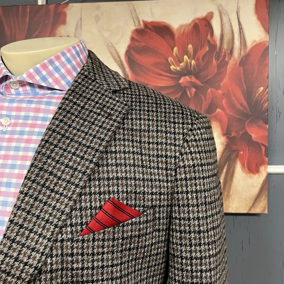 Chaqueta Blazer Joseph Abboud Para Hombre 48R Ajuste Moderno Lana Algodón Marrón/Gris/Negro Foto 4 de 4