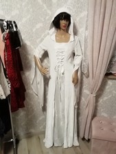 Weißes langes Kleid mit Kapuze Ghotik  Brautkleid Hochzeit Verlobungskleid Gr 36
