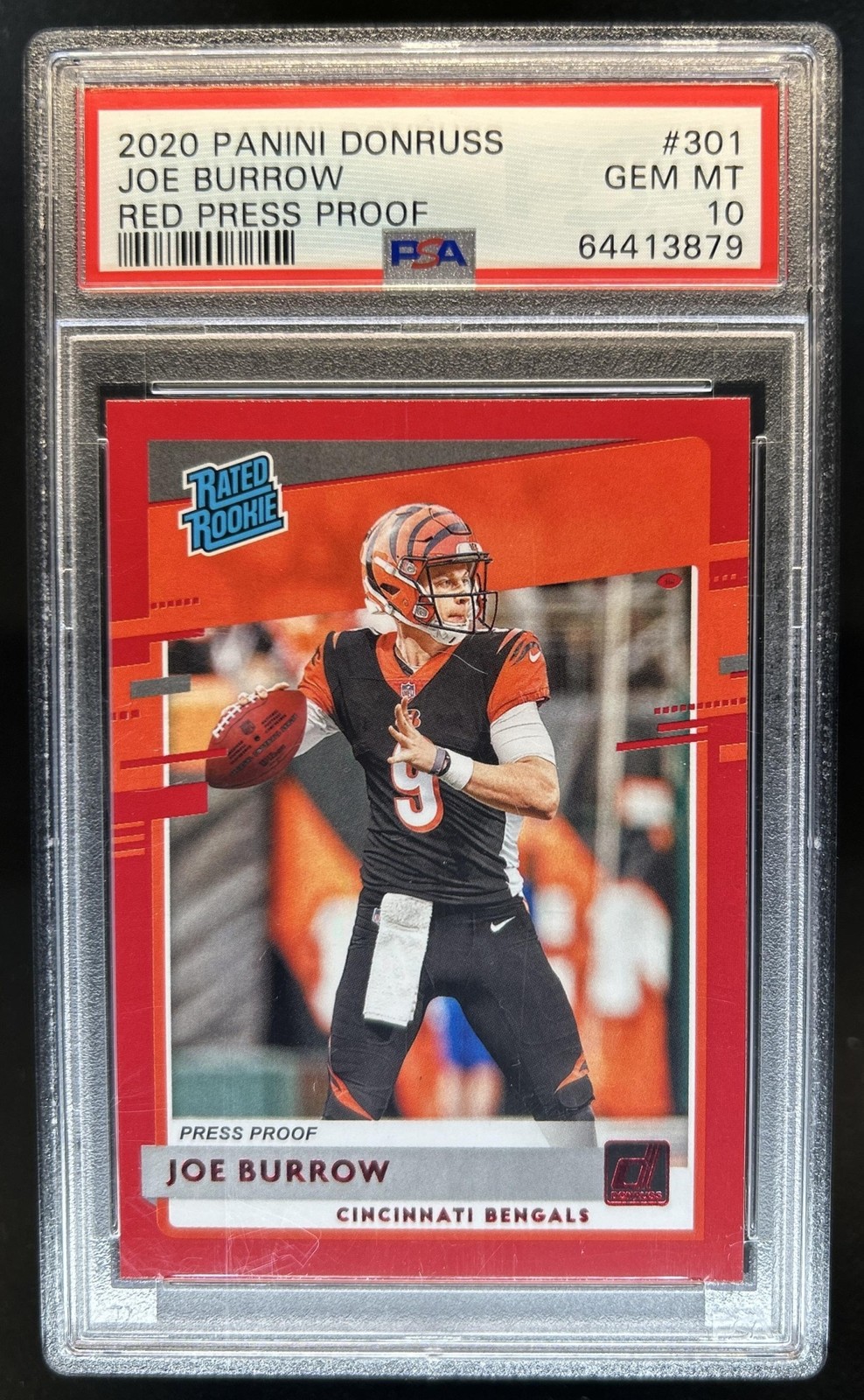 2020 Panini Donruss Joe Burrow Press Proof Red Rookie RC #301 Bengals PSA 10