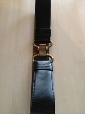 Calderon Women's Belt Handmade Black Leather Belt With Brass Buckle Size 30"