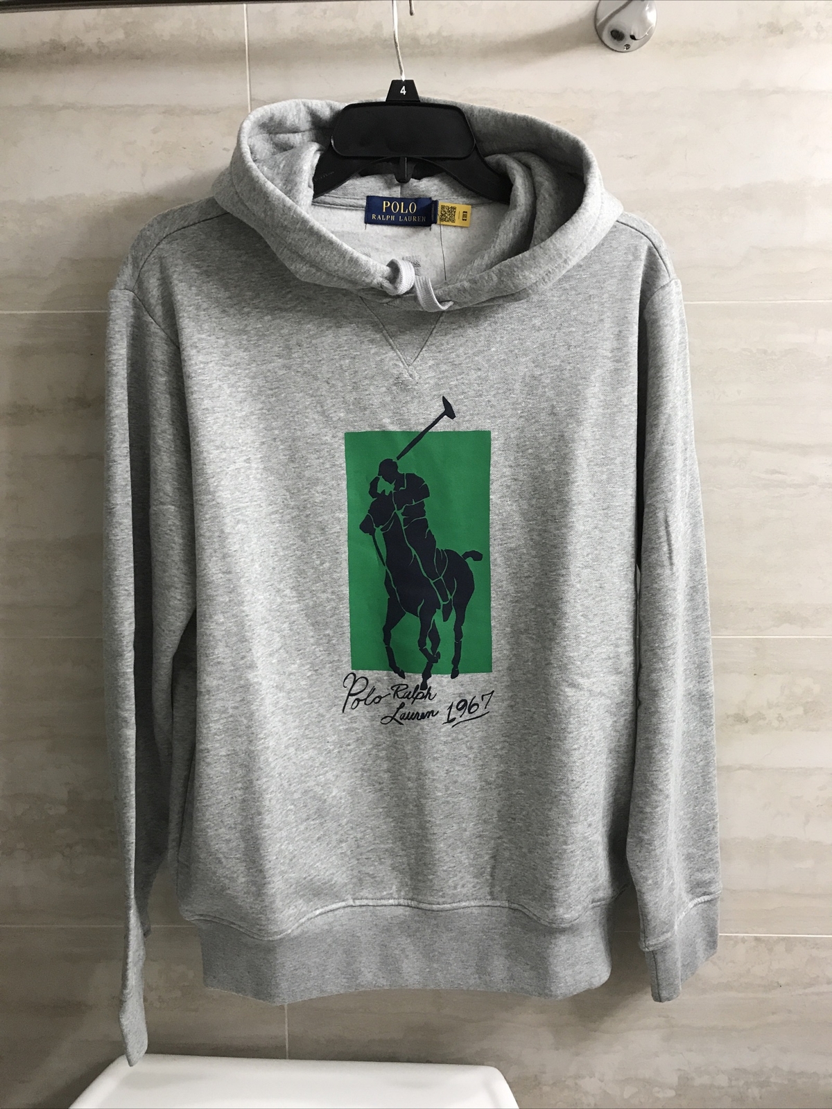 Felpa con cappuccio uomo Polo Ralph Lauren Big Pony scatola verde pile.
