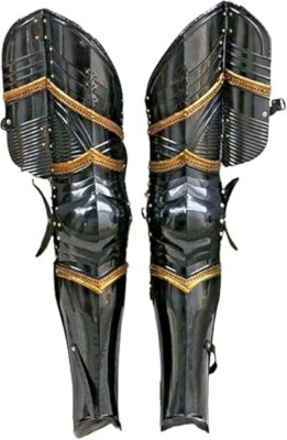 Armor Gothic Leg Set Medieval Steel Full Leg Guard Armor Black Knight Warrior