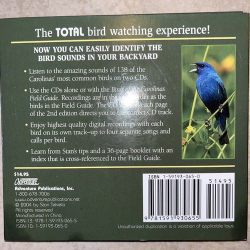 Birds of the Carolinas by Stan Tekiela Audio CDs ~ Companion to the Field Guide - Imagen 2 de 9