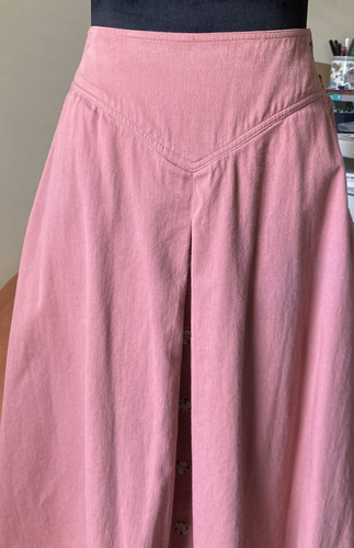 VTG Western Yoke A Line Maxi Skirt Pink Button Down USA Modest 80s Prairie Sm 4 - Picture 6 of 22