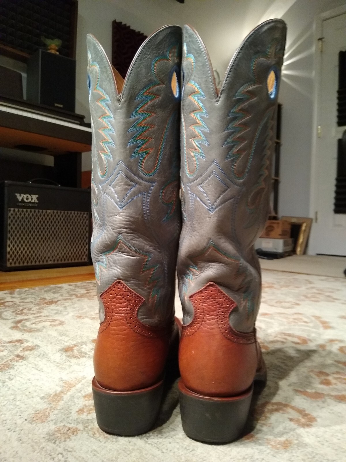 ARIAT HERITAGE BROWN LEATHER R TOE 16" BUCKAROO COWBOY BOOTS 35299 MEN