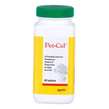 Pet Cal 60 Count Nutritional Support Tablets for Dogs and Cats Calcium Vitamin D